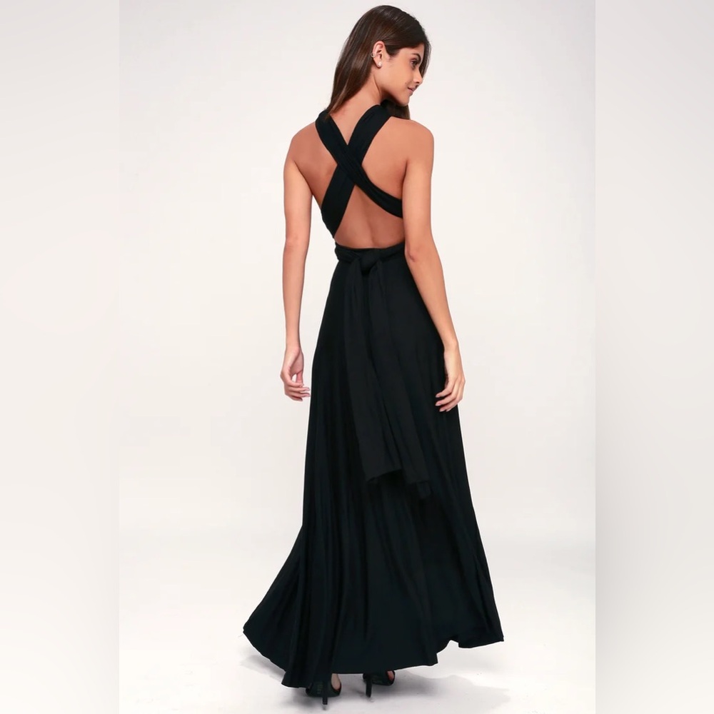 Lulus Tricks of the Trade Convertible black Maxi Dress Sz Small NEW - Picture 3 of 15